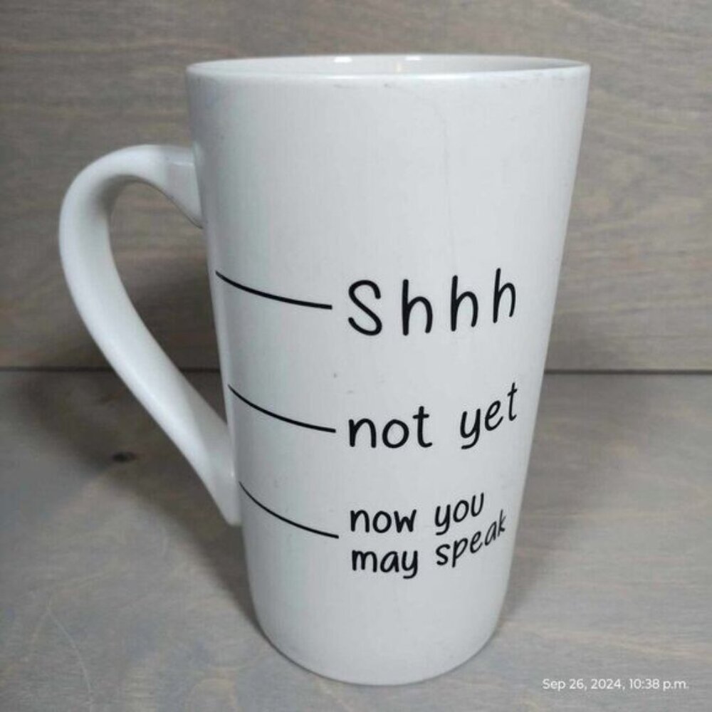 Shhh not yet now you may speak LRG tall mug marble - Picture 5 of 9